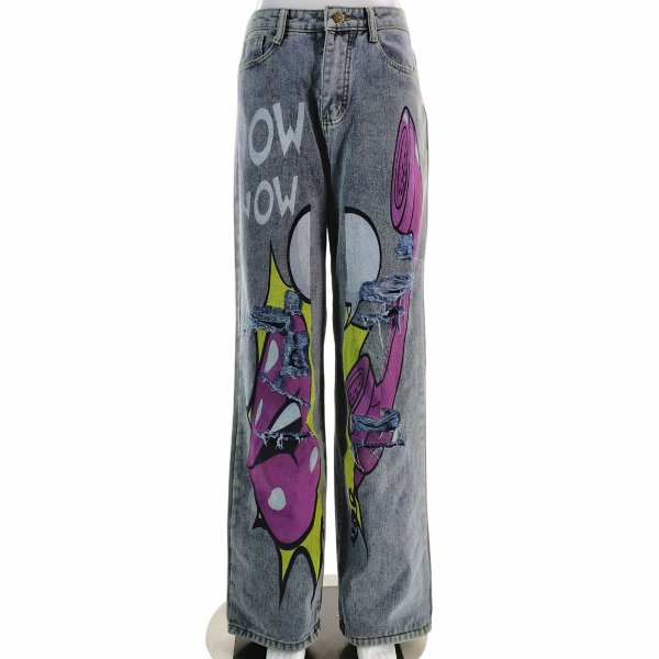 画像4: 個性派必見！カジュアル ストリート系　デニムパンツ/パンツ/ボトム【MARVELOUS　QUEEN】 (4)