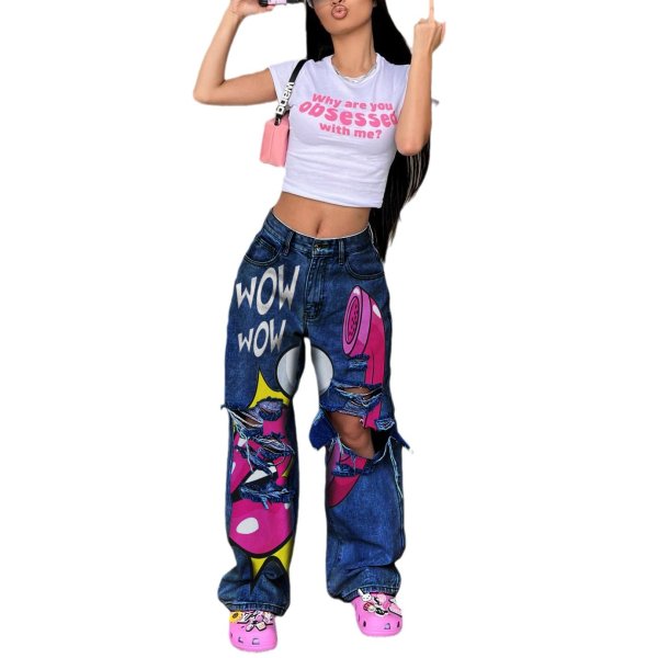 画像8: 個性派必見！カジュアル ストリート系　デニムパンツ/パンツ/ボトム【MARVELOUS　QUEEN】 (8)