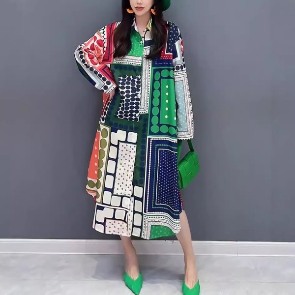 画像5: 個性派スタイル 　オシャレな派手柄　長袖ワンピース【MARVELOUS　QUEEN】 (5)