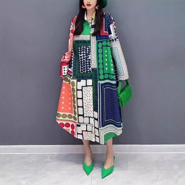 画像4: 個性派スタイル 　オシャレな派手柄　長袖ワンピース【MARVELOUS　QUEEN】 (4)