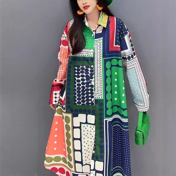 画像3: 個性派スタイル 　オシャレな派手柄　長袖ワンピース【MARVELOUS　QUEEN】 (3)