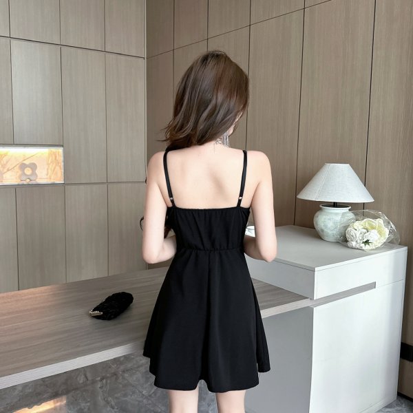 画像4: エレガントな胸元バタフライレース装飾デザイン　ミニドレス　キャバドレス　キャバワンピ (4)