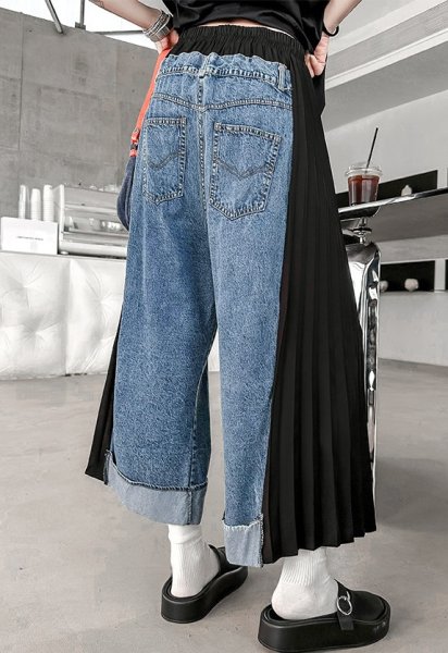 画像8: 度MAX！オシャレなデニム生地とプリーツデザインパンツ　ボトム【MARVELOUS　QUEEN】 (8)