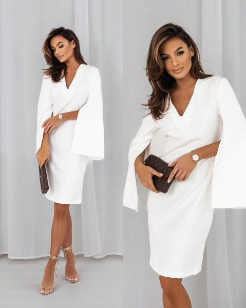 画像5: エレガントな袖フリルデザイン　ミニドレス　キャバドレス　キャバワンピ (5)