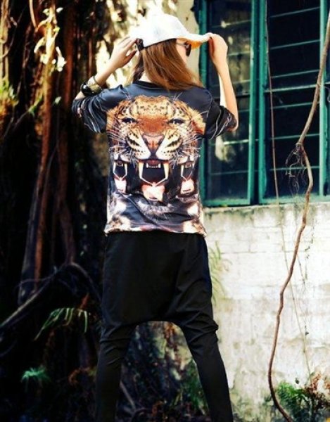 画像4: ダンス　カジュアル　サルエルパンツ　ボトム　スウェットパンツ　ダンス衣装　トラ柄プリントデザインパンツ【MARVELOUS　QUEEN】 (4)