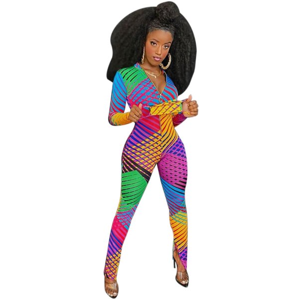 画像8: 個性派スタイル 　薄手生地デザイン　派手柄ワンピース　オールインワン【MARVELOUS　QUEEN】 (8)