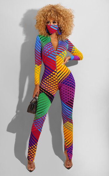 画像2: 個性派スタイル 　薄手生地デザイン　派手柄ワンピース　オールインワン【MARVELOUS　QUEEN】 (2)