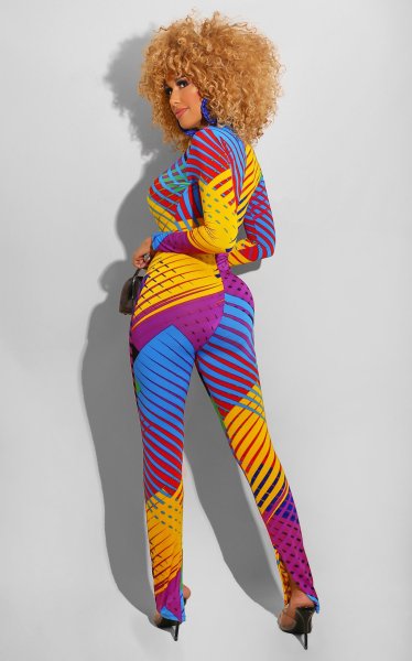 画像6: 個性派スタイル 　薄手生地デザイン　派手柄ワンピース　オールインワン【MARVELOUS　QUEEN】 (6)