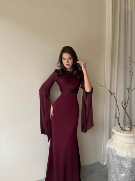 画像14: エレガントな袖フレアーデザイン　ロングドレス　キャバドレス (14)