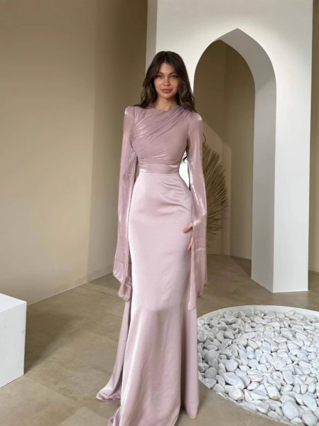 画像9: エレガントな袖フレアーデザイン　ロングドレス　キャバドレス (9)