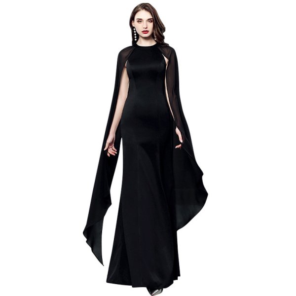 画像5: 大きなサイズ（XXLサイズ）欧米style！エレガントなデザイン肩シフォンフリル　ロングドレス　キャバドレス【MARVELOUS　QUEEN】 (5)