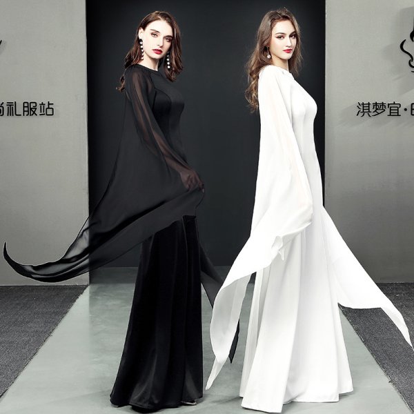 画像6: 大きなサイズ（XXLサイズ）欧米style！エレガントなデザイン肩シフォンフリル　ロングドレス　キャバドレス【MARVELOUS　QUEEN】 (6)