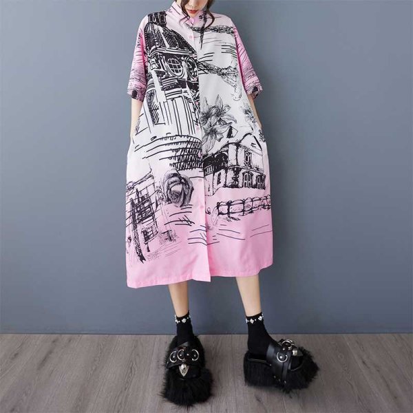 画像3: 目立ち度MAX！個性派ファッション　派手柄デザイン　シャツワンピース【MARVELOUS　QUEEN】 (3)