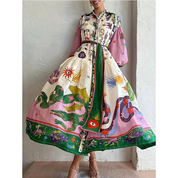 画像5: 派手柄デザイン　シャツワンピース【MARVELOUS　QUEEN】 (5)