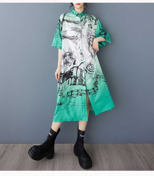 画像8: 目立ち度MAX！個性派ファッション　派手柄デザイン　シャツワンピース【MARVELOUS　QUEEN】 (8)