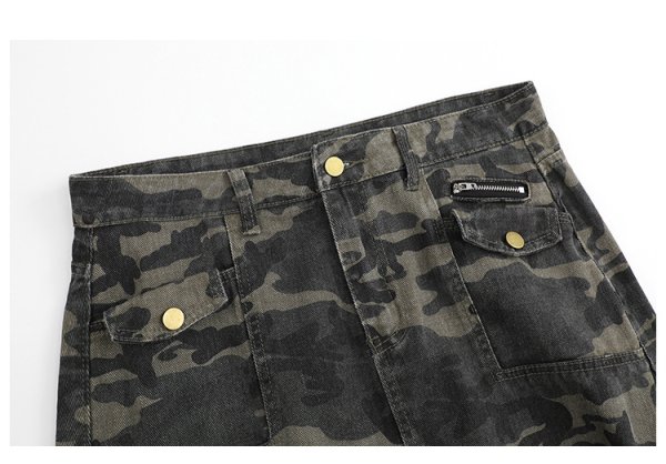 画像4: 目立ち度MAX！オシャレなデニム生地デザイン　大きなサイズ　迷彩柄ロングスカート【MARVELOUS　QUEEN】(納期2週間前後） (4)
