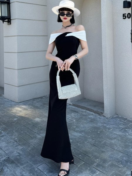 画像5: セクシーな肩魅せスタイルデザイン　ロングドレス　キャバドレス (5)