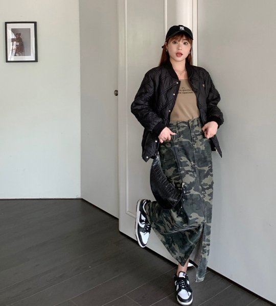 画像9: 目立ち度MAX！オシャレなデニム生地デザイン　大きなサイズ　迷彩柄ロングスカート【MARVELOUS　QUEEN】(納期2週間前後） (9)