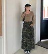 画像3: 目立ち度MAX！オシャレなデニム生地デザイン　大きなサイズ　迷彩柄ロングスカート【MARVELOUS　QUEEN】(納期2週間前後） (3)