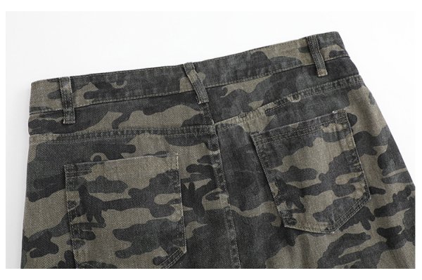 画像2: 目立ち度MAX！オシャレなデニム生地デザイン　大きなサイズ　迷彩柄ロングスカート【MARVELOUS　QUEEN】(納期2週間前後） (2)