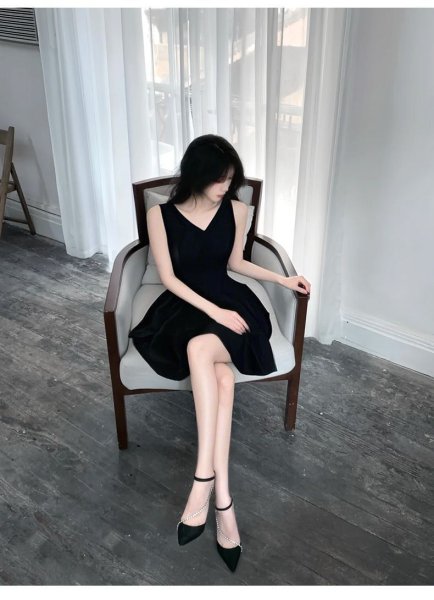 画像6: シックなデザインのＡライン　ミニワンピ　キャバワンピ　大きなサイズあり (6)