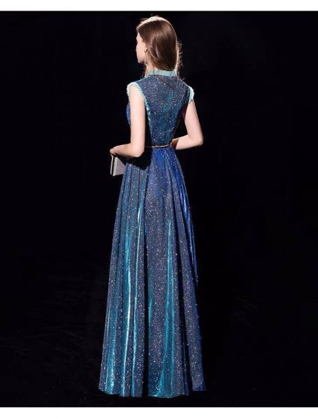 画像4: エレガントな総ラメデザイン　ロングドレス　キャバドレス　 (4)