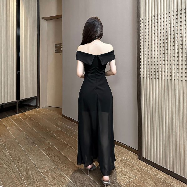 画像2: エレガントなシフォンレース重ねミニＩＮデザイン　ロングドレス　キャバドレス　　ミニドレス (2)