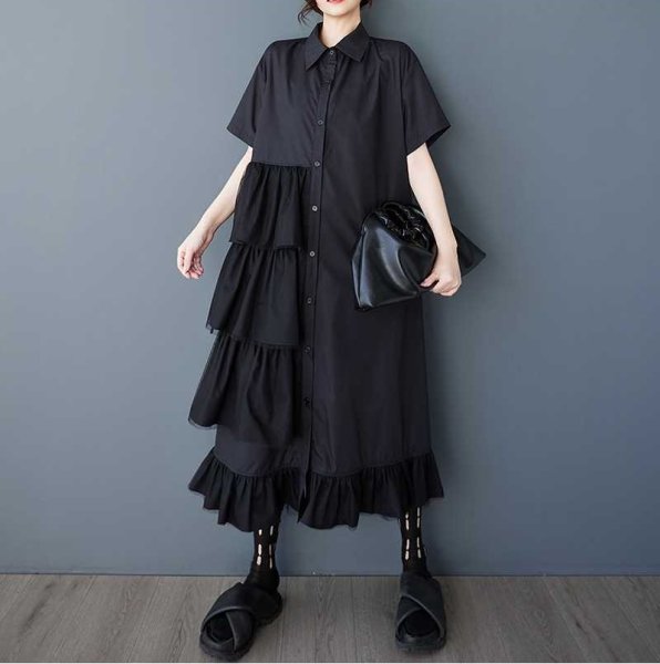 画像2: オシャレなレースフリルデザイン　シャツワンピース【MARVELOUS　QUEEN】 (2)