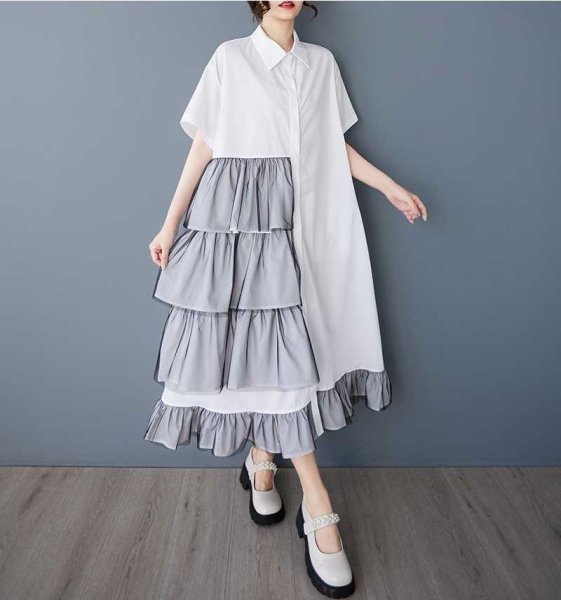 画像4: オシャレなレースフリルデザイン　シャツワンピース【MARVELOUS　QUEEN】 (4)