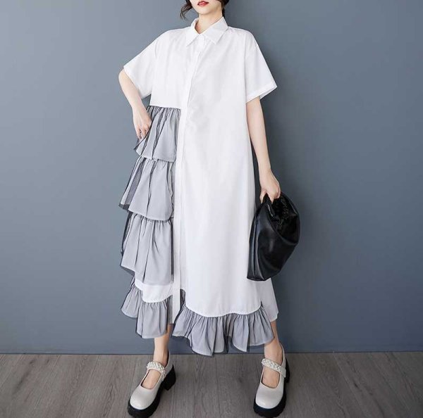 画像6: オシャレなレースフリルデザイン　シャツワンピース【MARVELOUS　QUEEN】 (6)