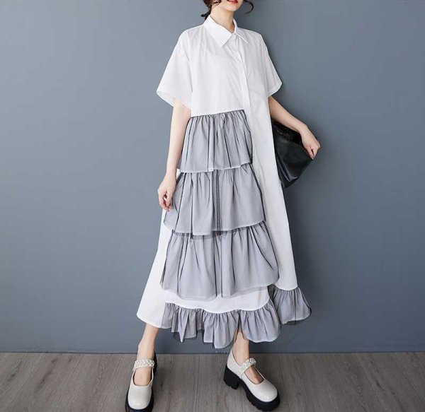 画像10: オシャレなレースフリルデザイン　シャツワンピース【MARVELOUS　QUEEN】 (10)