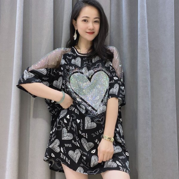 画像3: 個性派ファッション！オシャレな派手柄デザイン　半袖肩レースデザイントップス　Tシャツ【MARVELOUS　QUEEN】 (3)