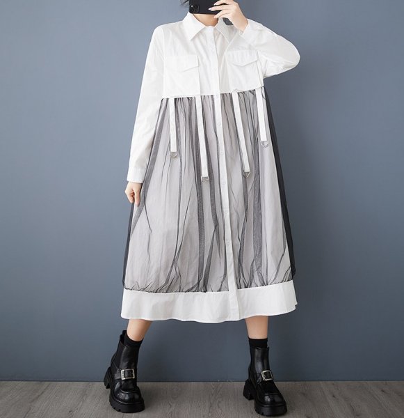 画像9: レース重ねデザイン　シャツワンピース【MARVELOUS　QUEEN】 (9)