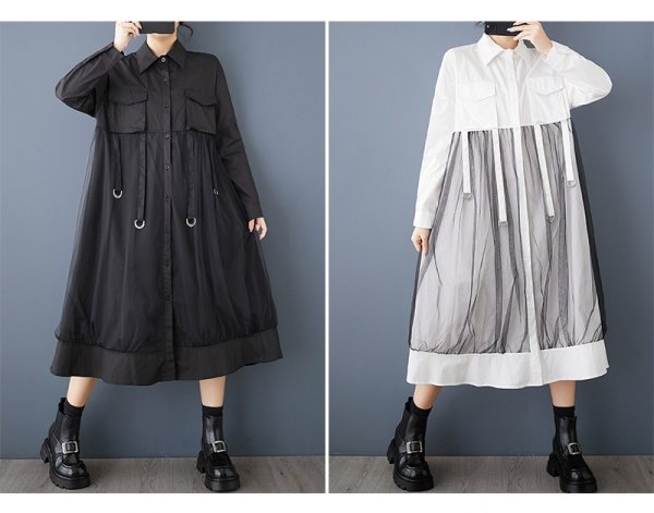 画像3: レース重ねデザイン　シャツワンピース【MARVELOUS　QUEEN】 (3)