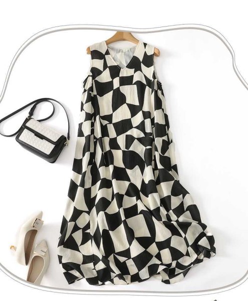 画像4: オシャレなモノトーン柄配色　ワンピース【MARVELOUS　QUEEN】 (4)