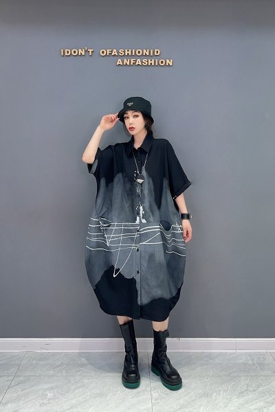 画像1: オシャレな派手カワ柄配色　ワンピース【MARVELOUS　QUEEN】 (1)