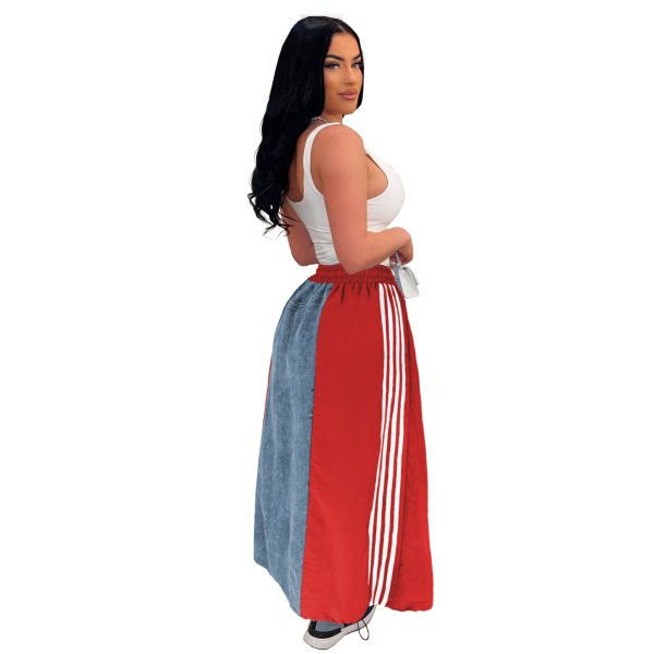 画像4: 目立ち度MAX！オシャレなデニム生地切替デザイン　ロングスカート【MARVELOUS　QUEEN】 (4)