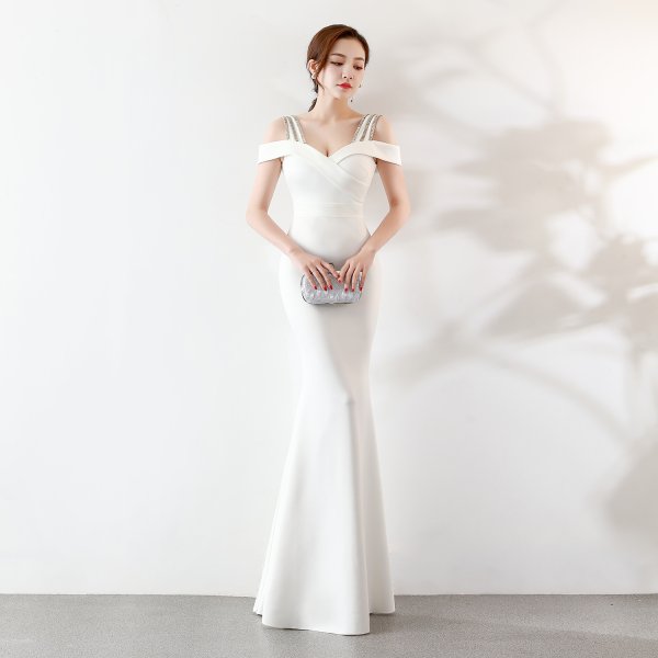 画像7: 大きなサイズ　XXLサイズ　ロングドレス キャバドレス キャバワンピ　エレガントな肩魅せラインストーンデザイン 　ストレッチロングドレスMARVELOUS　QUEEN (7)