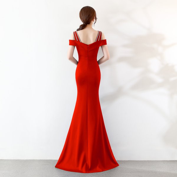 画像3: 大きなサイズ　XXLサイズ　ロングドレス キャバドレス キャバワンピ　エレガントな肩魅せラインストーンデザイン 　ストレッチロングドレスMARVELOUS　QUEEN (3)