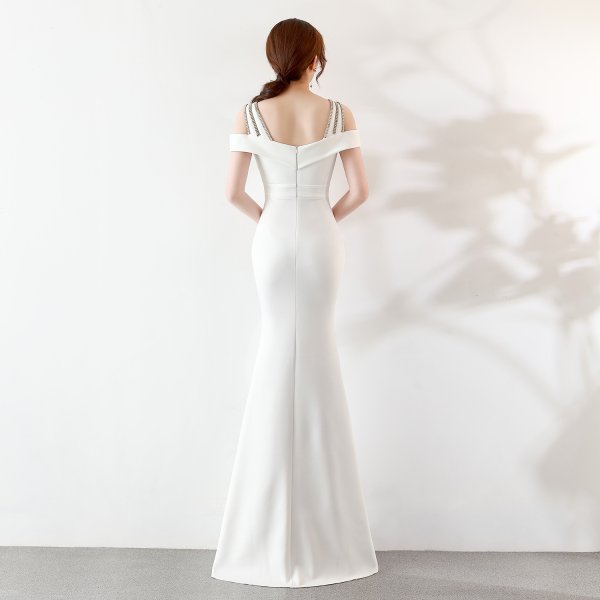 画像6: 大きなサイズ　XXLサイズ　ロングドレス キャバドレス キャバワンピ　エレガントな肩魅せラインストーンデザイン 　ストレッチロングドレスMARVELOUS　QUEEN (6)