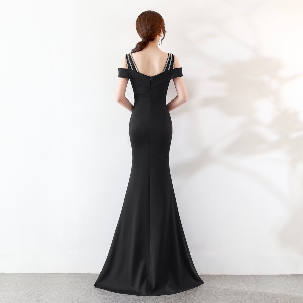 画像10: 大きなサイズ　XXLサイズ　ロングドレス キャバドレス キャバワンピ　エレガントな肩魅せラインストーンデザイン 　ストレッチロングドレスMARVELOUS　QUEEN (10)