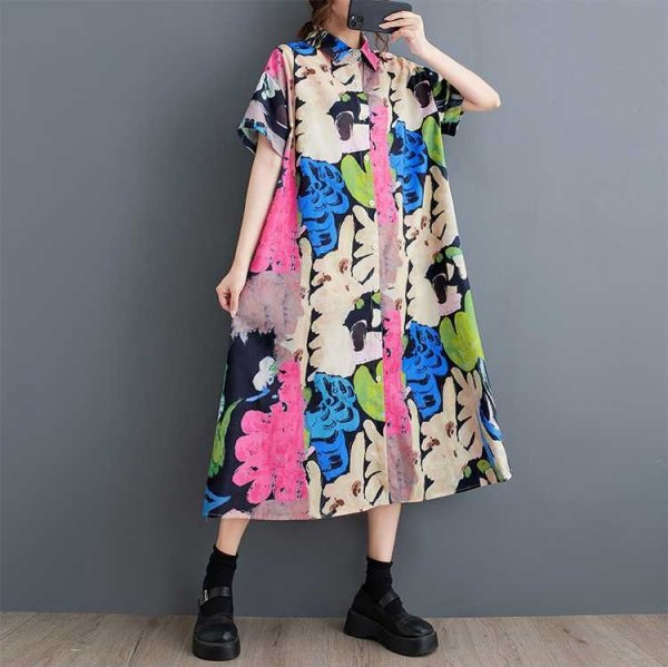画像2: 派手柄デザイン　シャツワンピース【MARVELOUS　QUEEN】 (2)