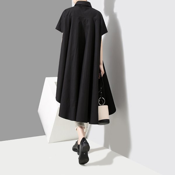 画像2: 斜めアシンメデザイン　半袖シャツトップス　シャツワンピース【MARVELOUS　QUEEN】 (2)