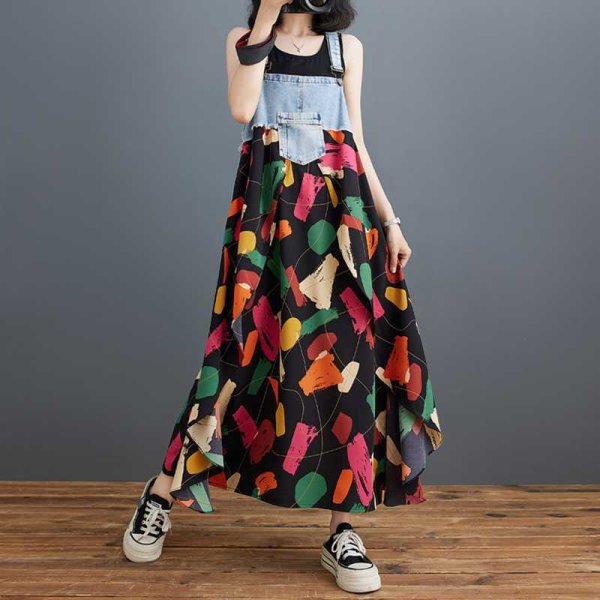 画像6: 個性派スタイル 　オシャレなデニム生地切替サロペットワンピース【MARVELOUS　QUEEN】 (6)