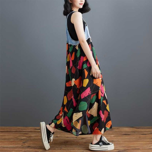 画像2: 個性派スタイル 　オシャレなデニム生地切替サロペットワンピース【MARVELOUS　QUEEN】 (2)