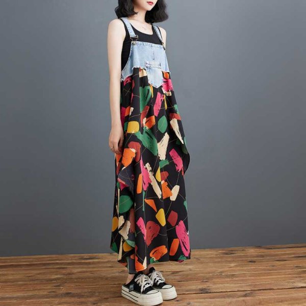 画像5: 個性派スタイル 　オシャレなデニム生地切替サロペットワンピース【MARVELOUS　QUEEN】 (5)