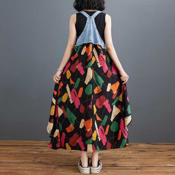 画像4: 個性派スタイル 　オシャレなデニム生地切替サロペットワンピース【MARVELOUS　QUEEN】 (4)