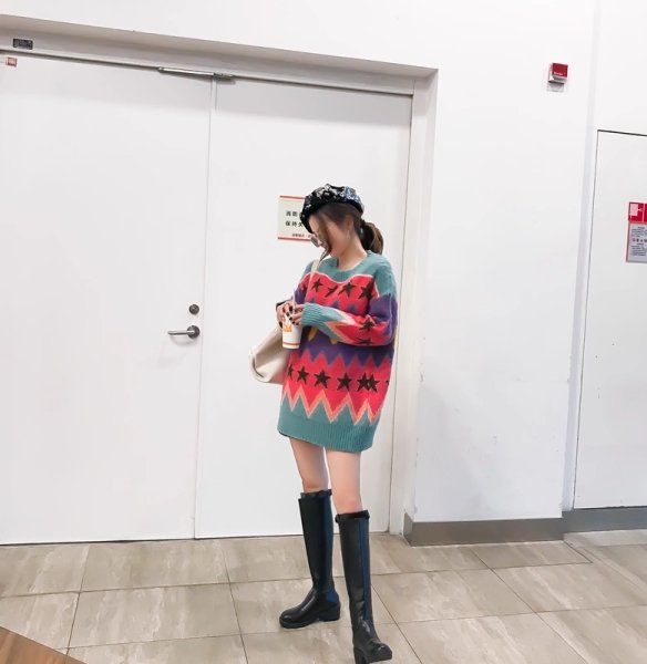 画像2: 個性派ファッション！派手柄デザイン　ニット生地　長袖　トップス【MARVELOUS　QUEEN】 (2)