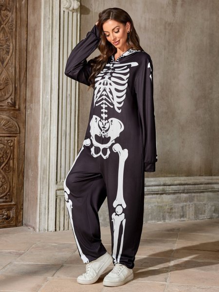 画像9: 個性派スタイル 　骸骨プリントデザイン　オールインワン　スカル　ドクロ【MARVELOUS　QUEEN】 (9)