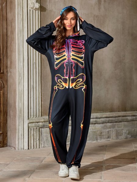 画像11: 個性派スタイル 　骸骨プリントデザイン　オールインワン　スカル　ドクロ【MARVELOUS　QUEEN】 (11)